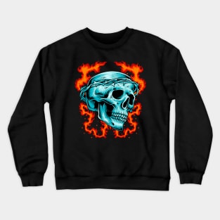 skull head jesus crown on fire Crewneck Sweatshirt